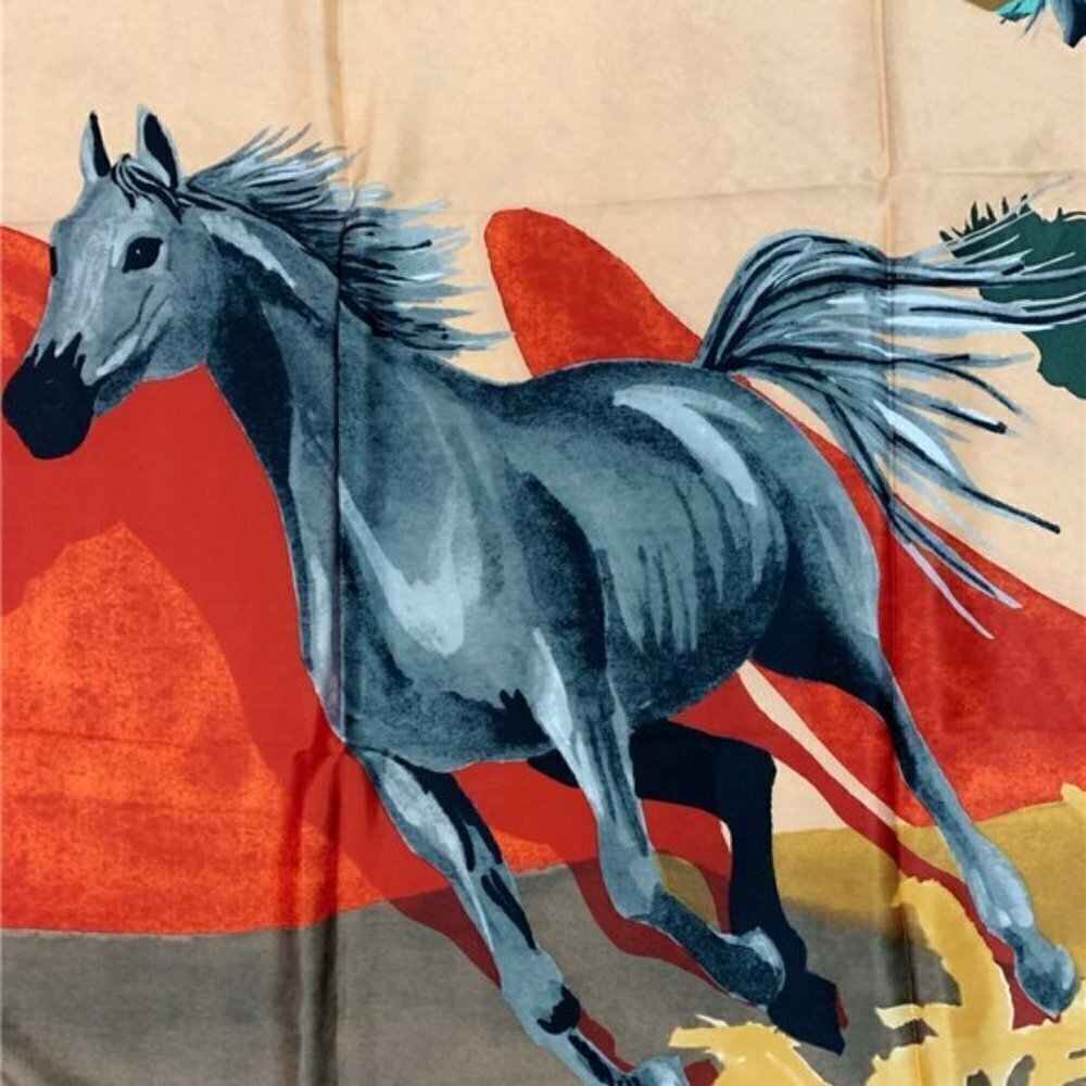MASSIVE Bimba Y Lola 🐎 Equestrian / Desert Landscape Scarf Anthropologie - Picture 4 of 6